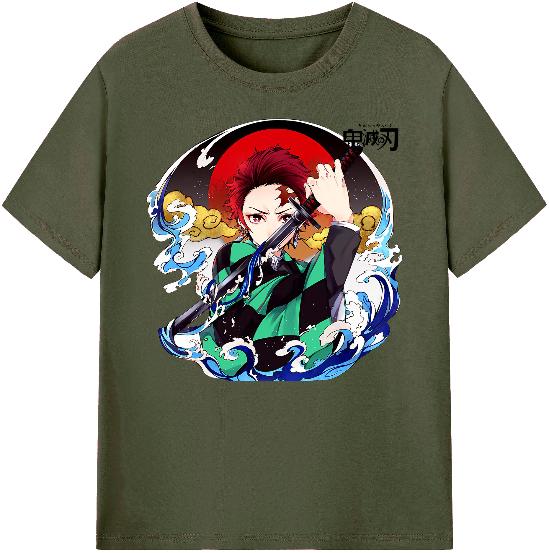 （画像用） 鬼滅の刃 竈門 炭治郎／かまど たんじろう Kamado Tanjirou 綿100％ メンズ半袖Tシャツ｜肌触りやわらか＆通気性